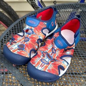 Keen Blue and Red Water Shoes Slip-On Ventilated Design